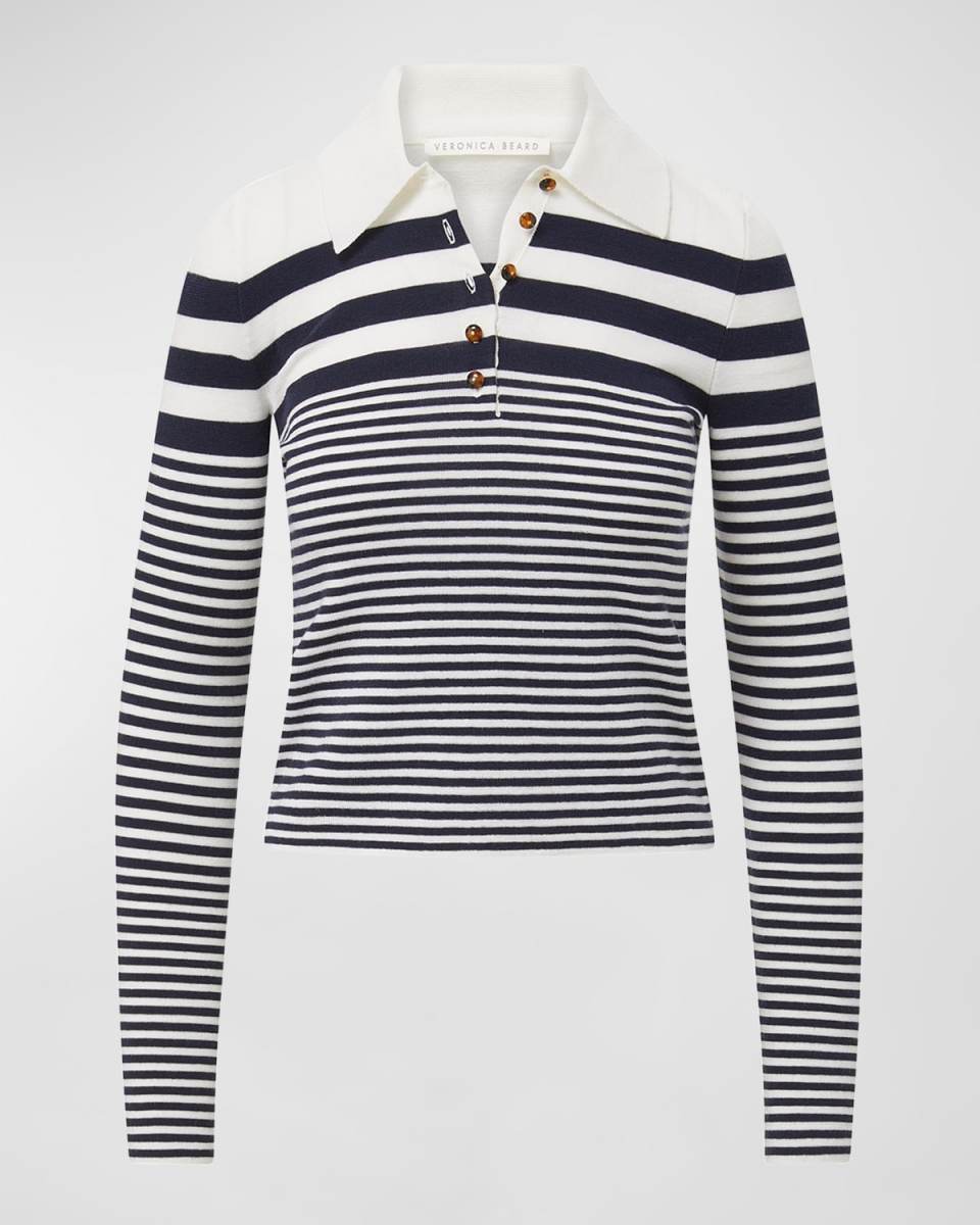 Raj Striped Wool Polo Sweater